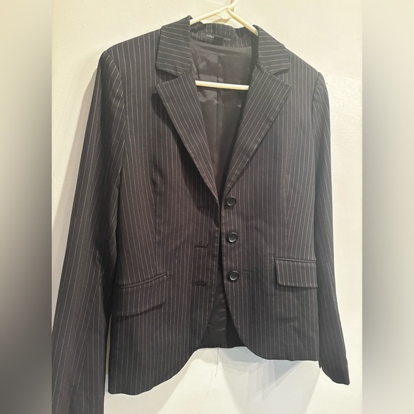 Express Black Pinstripe Jacket office professional business dressy size 10 - Picture 2 of 13